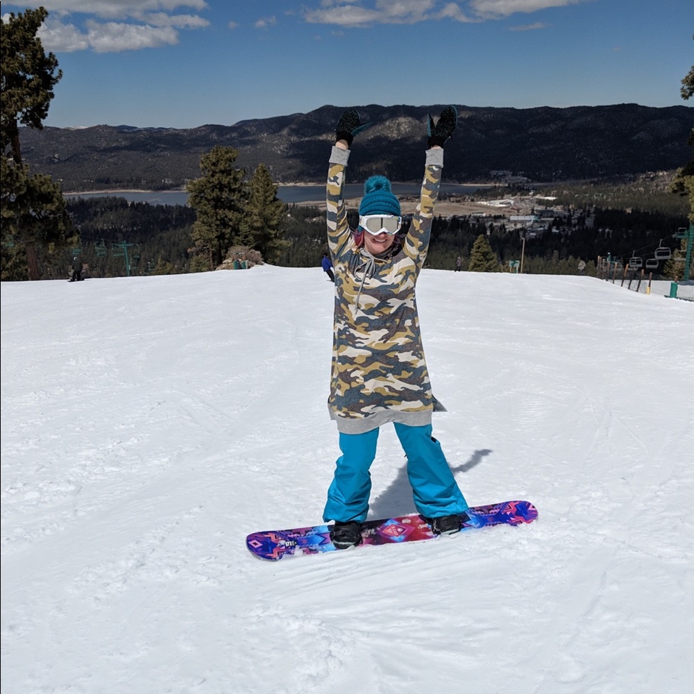 Jersey knit hoodie dress. camo with grey accents